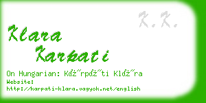 klara karpati business card